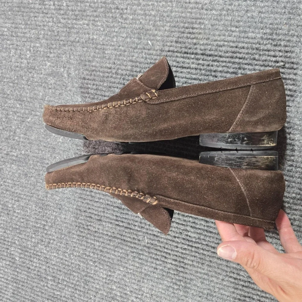 Salvatore Ferragamo Shoes Mens 44D 11 Brown Suede Moc Toe Casual Loafers Italy